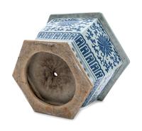 A Chinese Blue and White Porcelain Hexagonal Jardinière