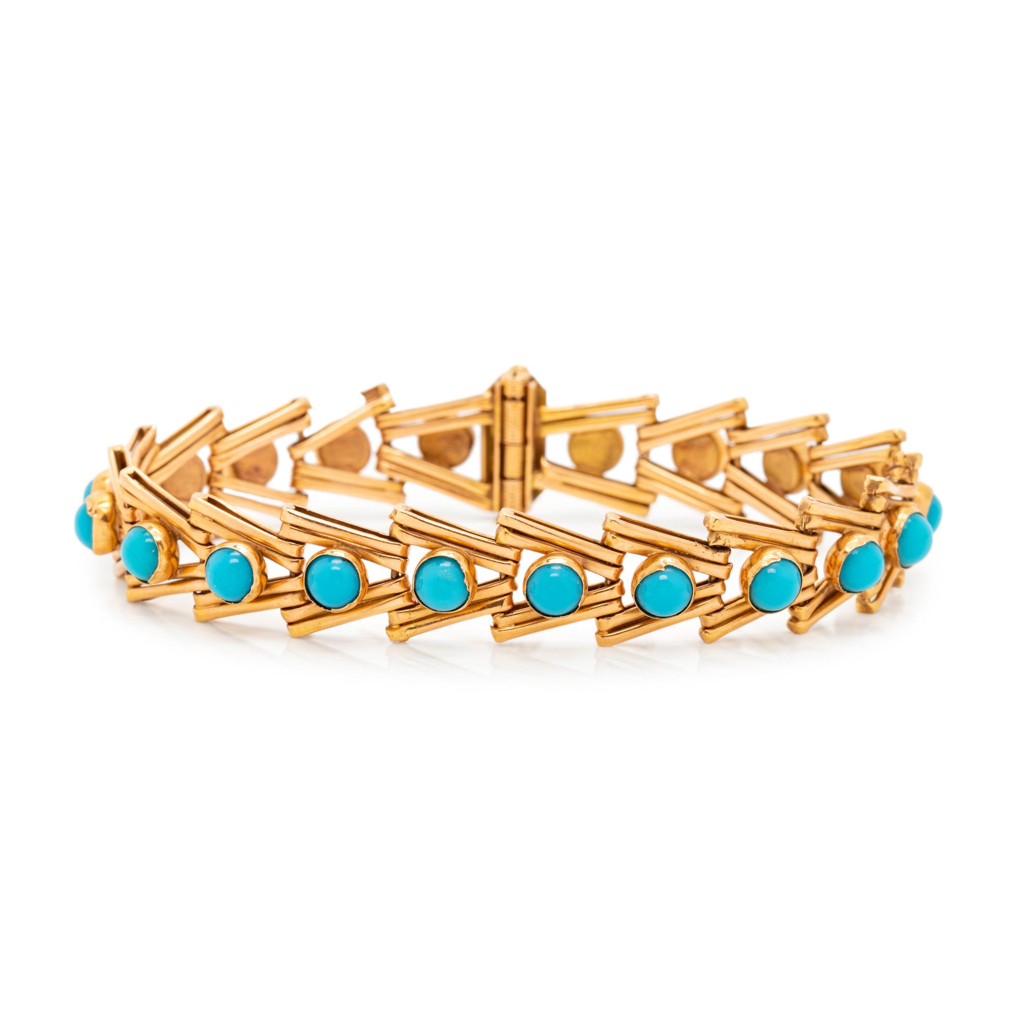 YELLOW GOLD AND TURQUOISE BRACELET