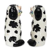 A Pair of Staffordshire Pottery Disraeli Spaniels with Floral Baskets