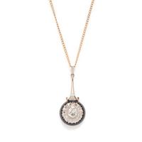 ANTIQUE, DIAMOND AND BLACK ONYX PENDANT