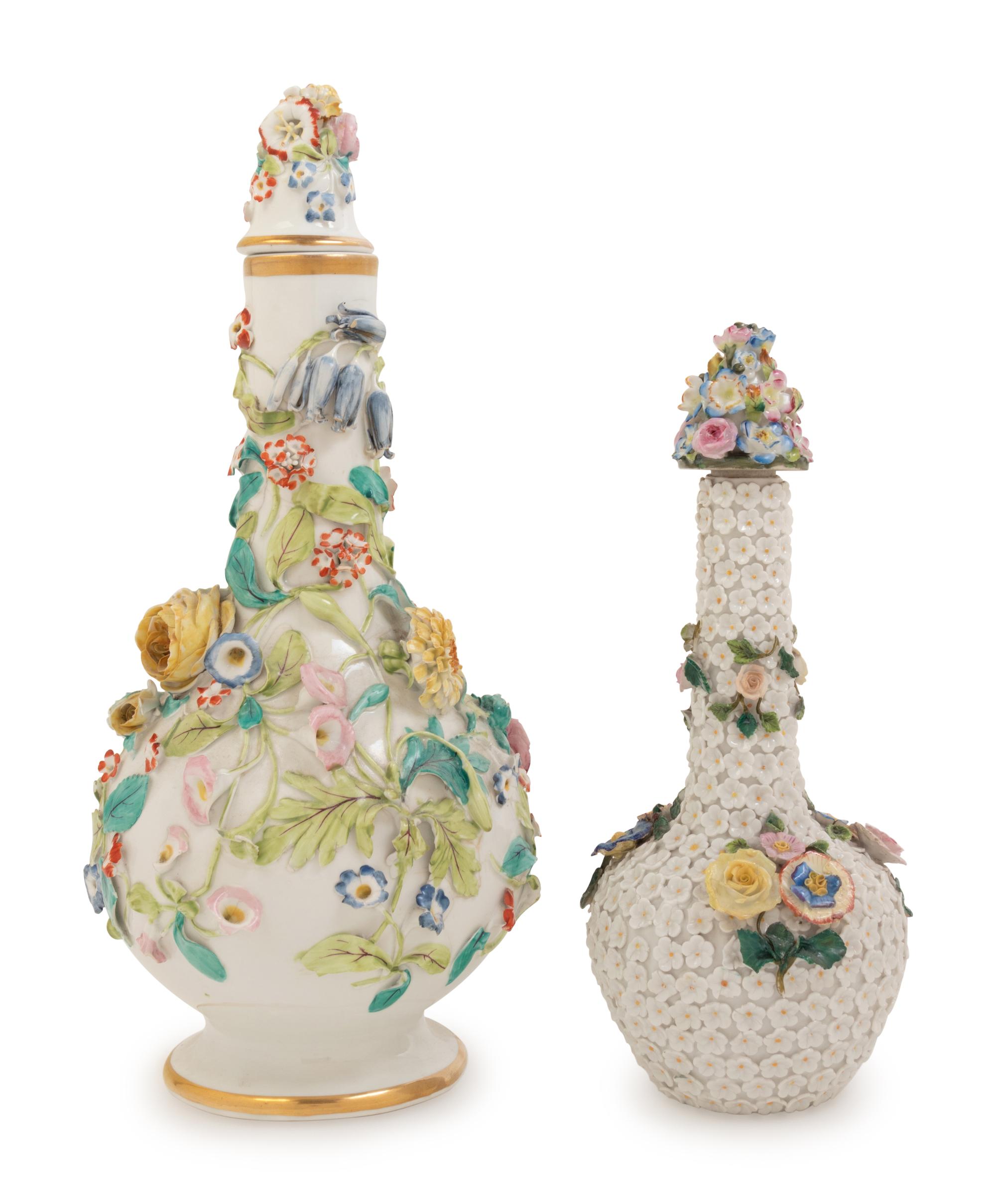 Two German Porcelain Schneeballen Vases