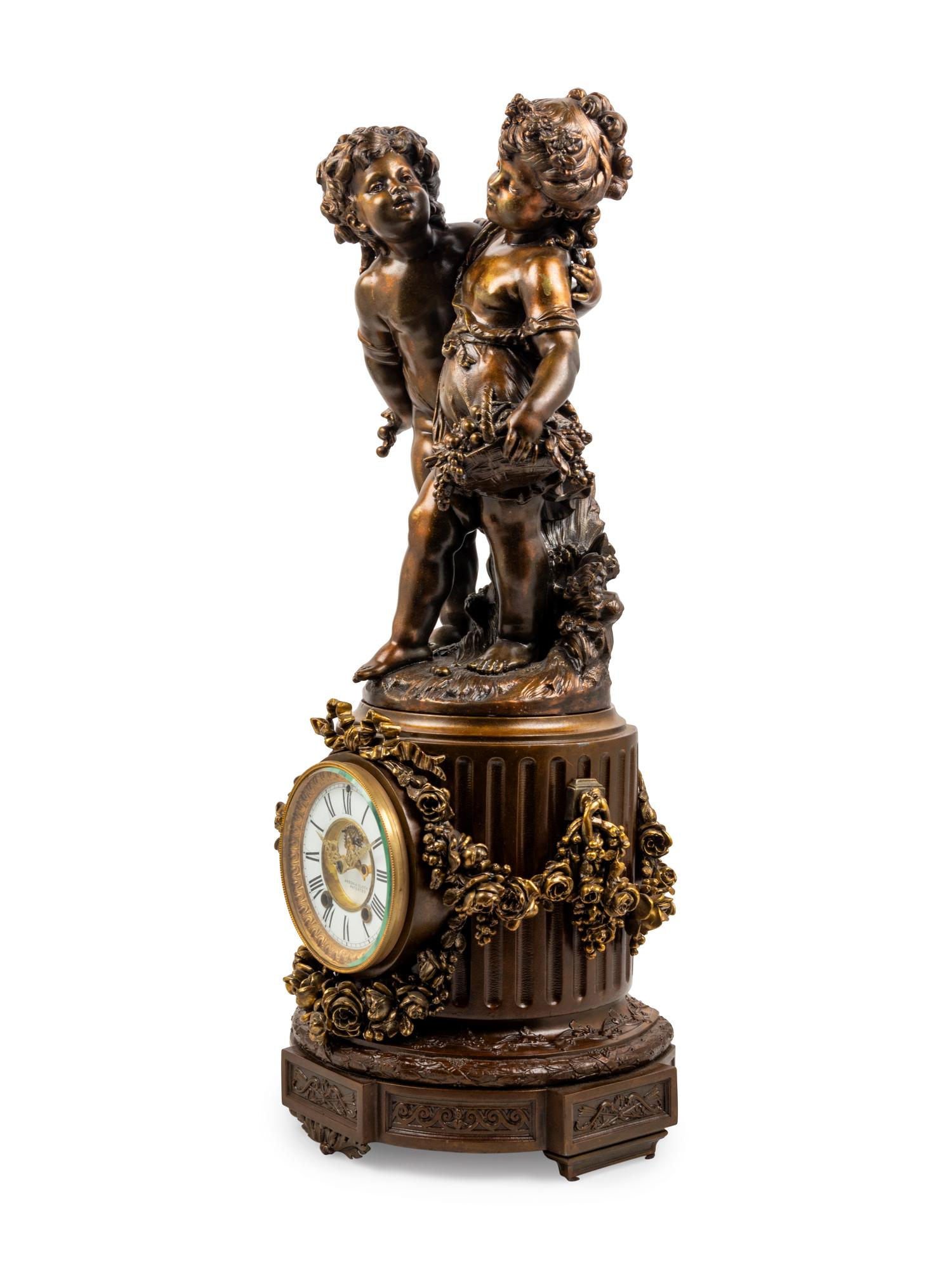 An Ansonia Florida Gilt Metal Mantel Clock