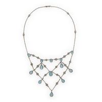 Blue Topaz, Diamond, and Platinum Festoon Necklace