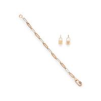 BICOLOR GOLD AND DIAMOND CARABINER BRACELET WITH TWO INITIAL CHARMS