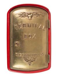 A Gamewell Co. Brass and Cast Iron Wall Mounted Electric Terminal Box