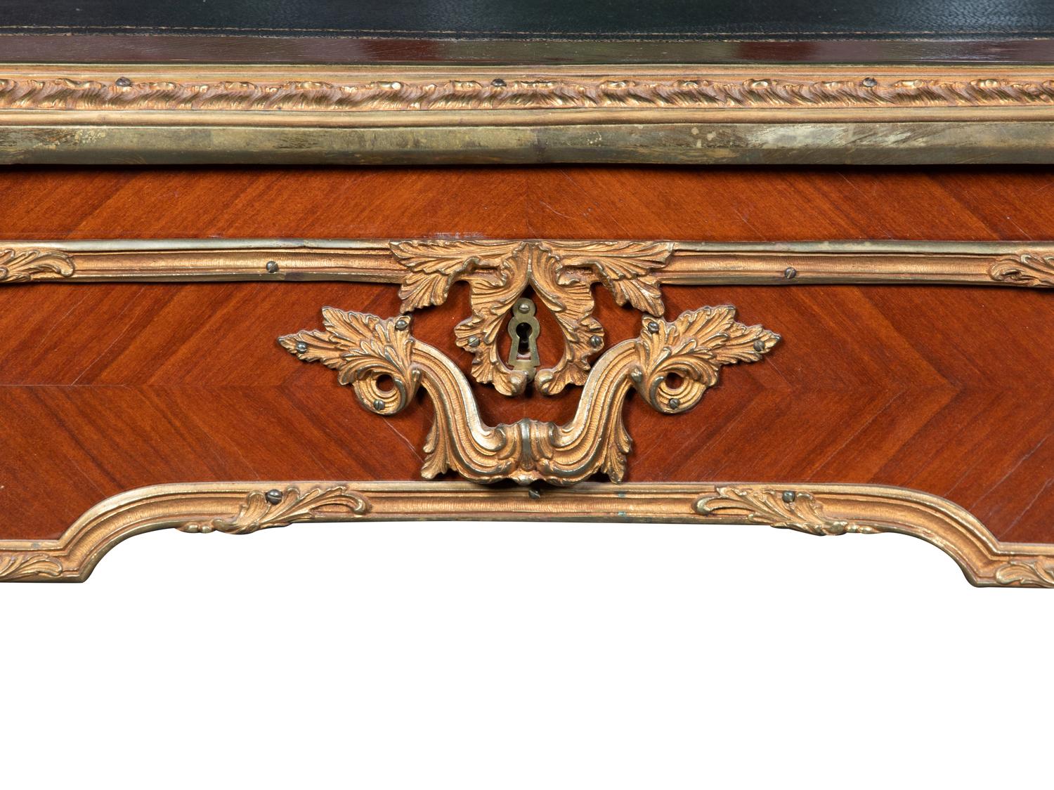 A Louis XV Style Bronze-Mounted Kingwood Bureau Plat