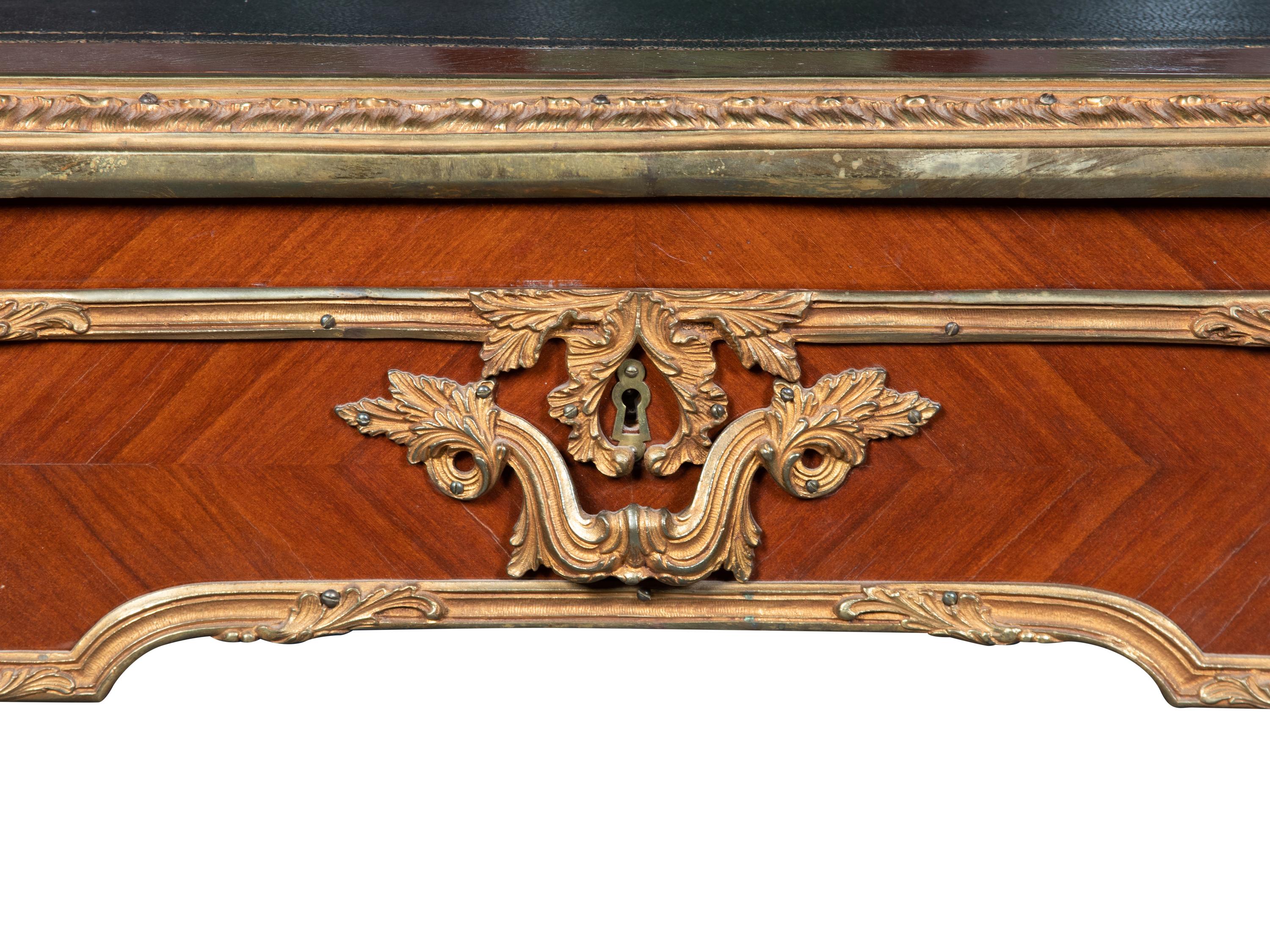 A Louis XV Style Bronze-Mounted Kingwood Bureau Plat