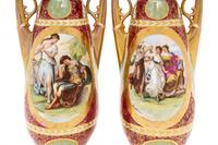 A Pair of Vienna Style Porcelain Vases