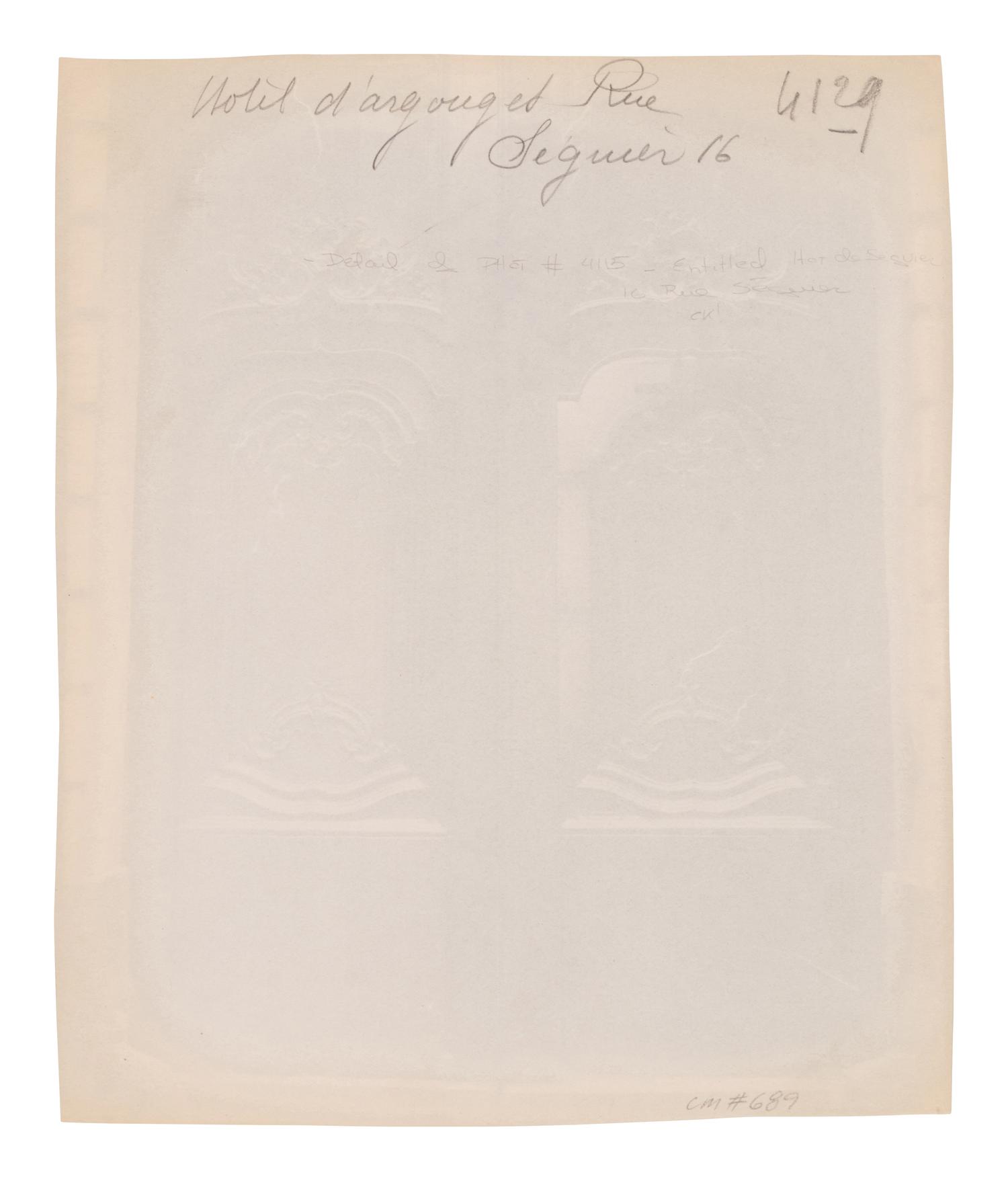 A group of three photographs ( Hôtel de la Comtess de Verrue, rue du Regard , 1899; Hôtel de Gouffier, rue de Varenne 56 , 1899-1900; Hôtel d'Argouges, rue Seguier 16 , 1900)