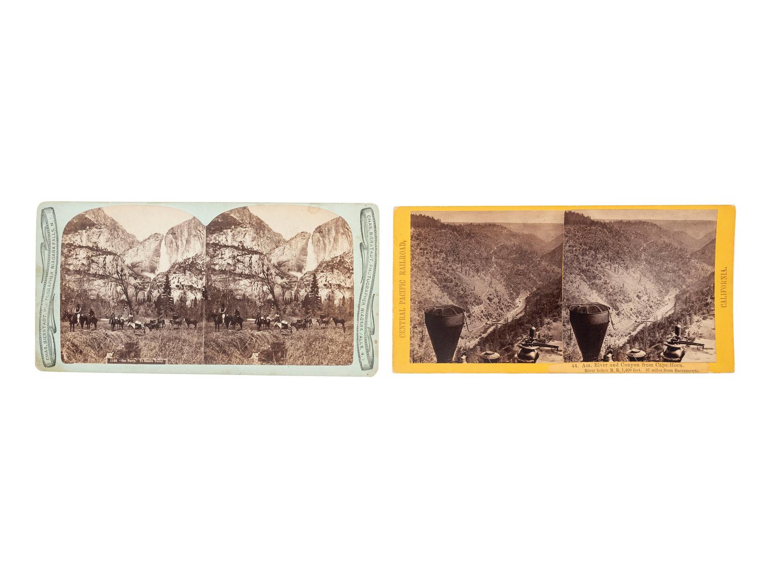 [WESTERN AMERICANA]. HART & BIERSTADT, photographers. A group of 7 stereoviews, incl. railroad and landscape scenes.