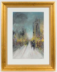 Giuseppe Bacci, (Italian, b. 1921), Gente sulla boulevard and Boulevard alla notte (two works)