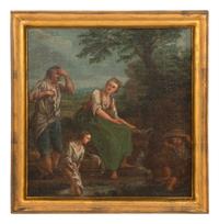 Pastoral Scenes with Figures (a set of four works)