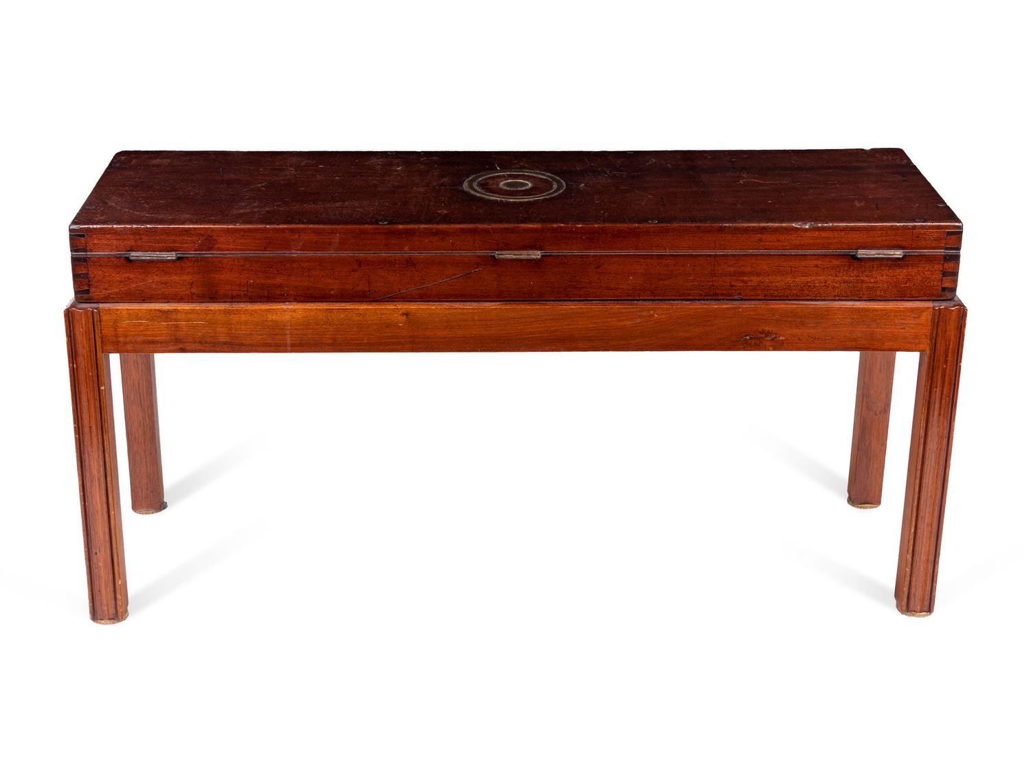 A George III Style Mahogany Gun Case on a Later Stand