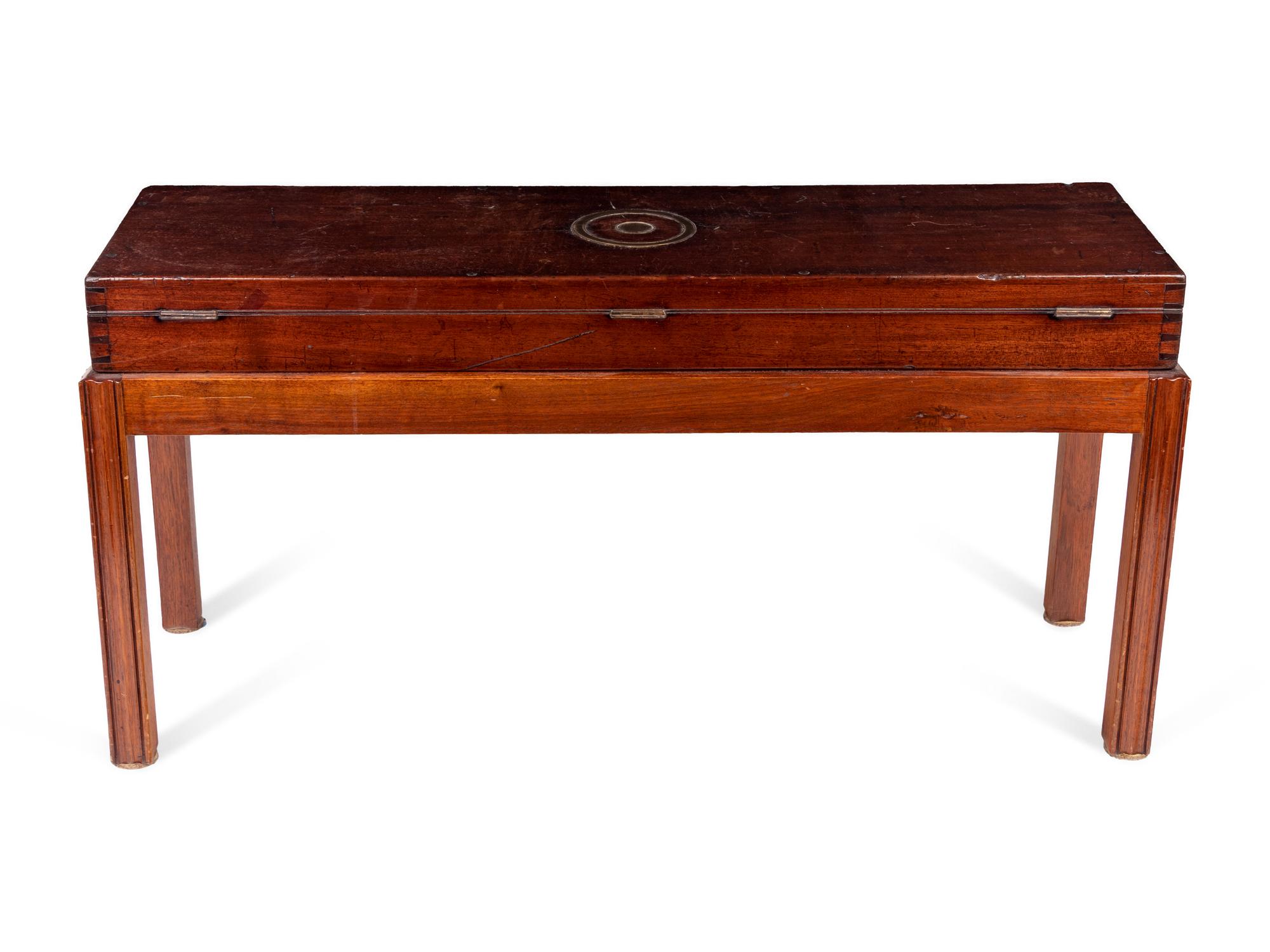 A George III Style Mahogany Gun Case on a Later Stand