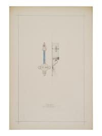 A Collection of Pencil and Ink Prototype Drawings for Beardslee Chandelier Co.