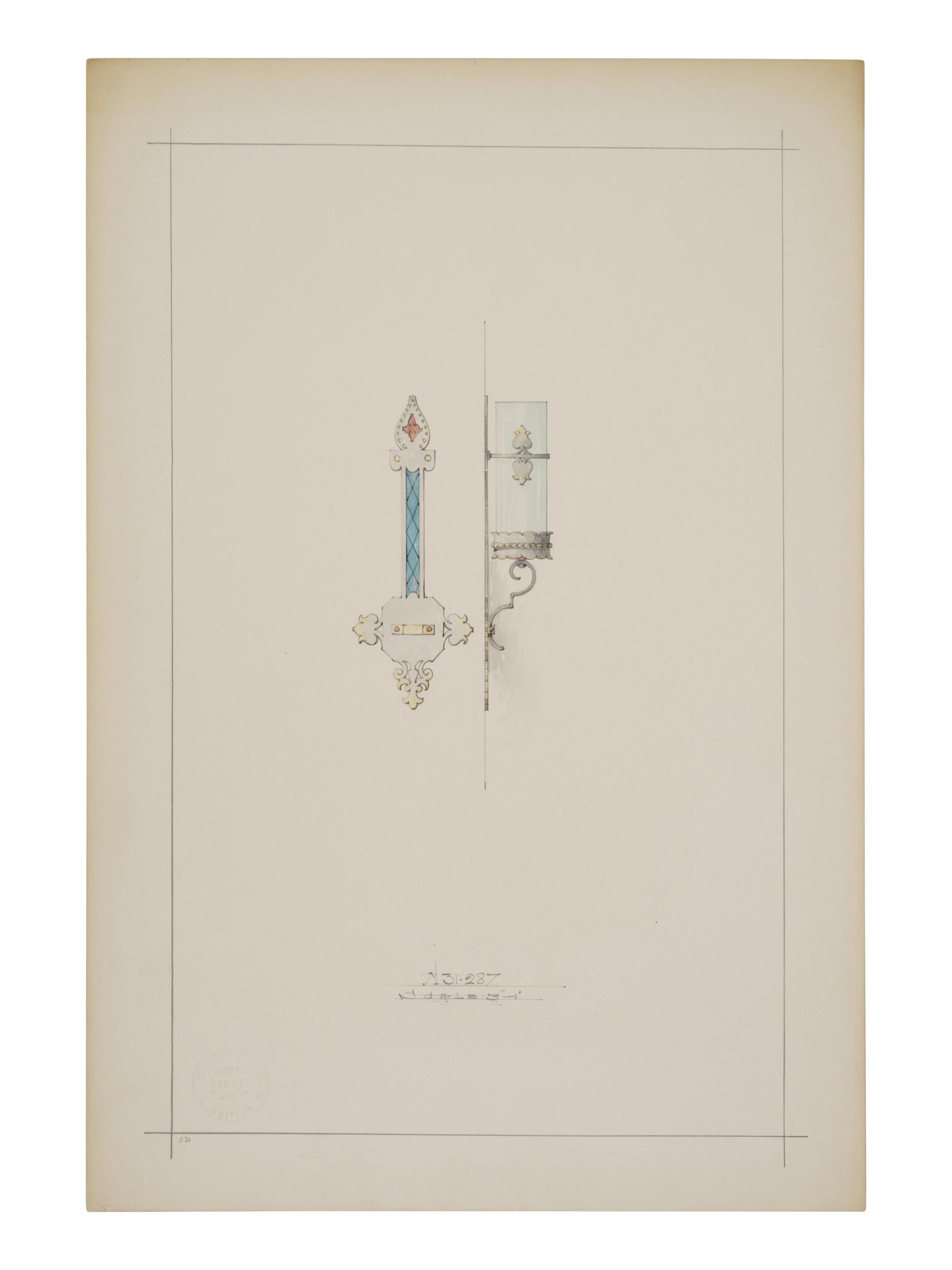 A Collection of Pencil and Ink Prototype Drawings for Beardslee Chandelier Co.
