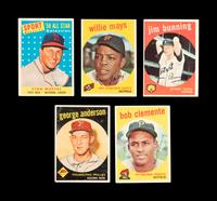 A Group of Five 1959 Topps Hall of Fame Baseball Cards,