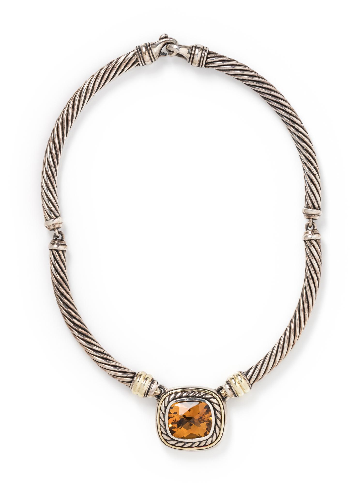 DAVID YURMAN, STERLING SILVER, YELLOW GOLD AND CITIRINE NECKLACE