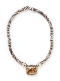 DAVID YURMAN, STERLING SILVER, YELLOW GOLD AND CITIRINE NECKLACE