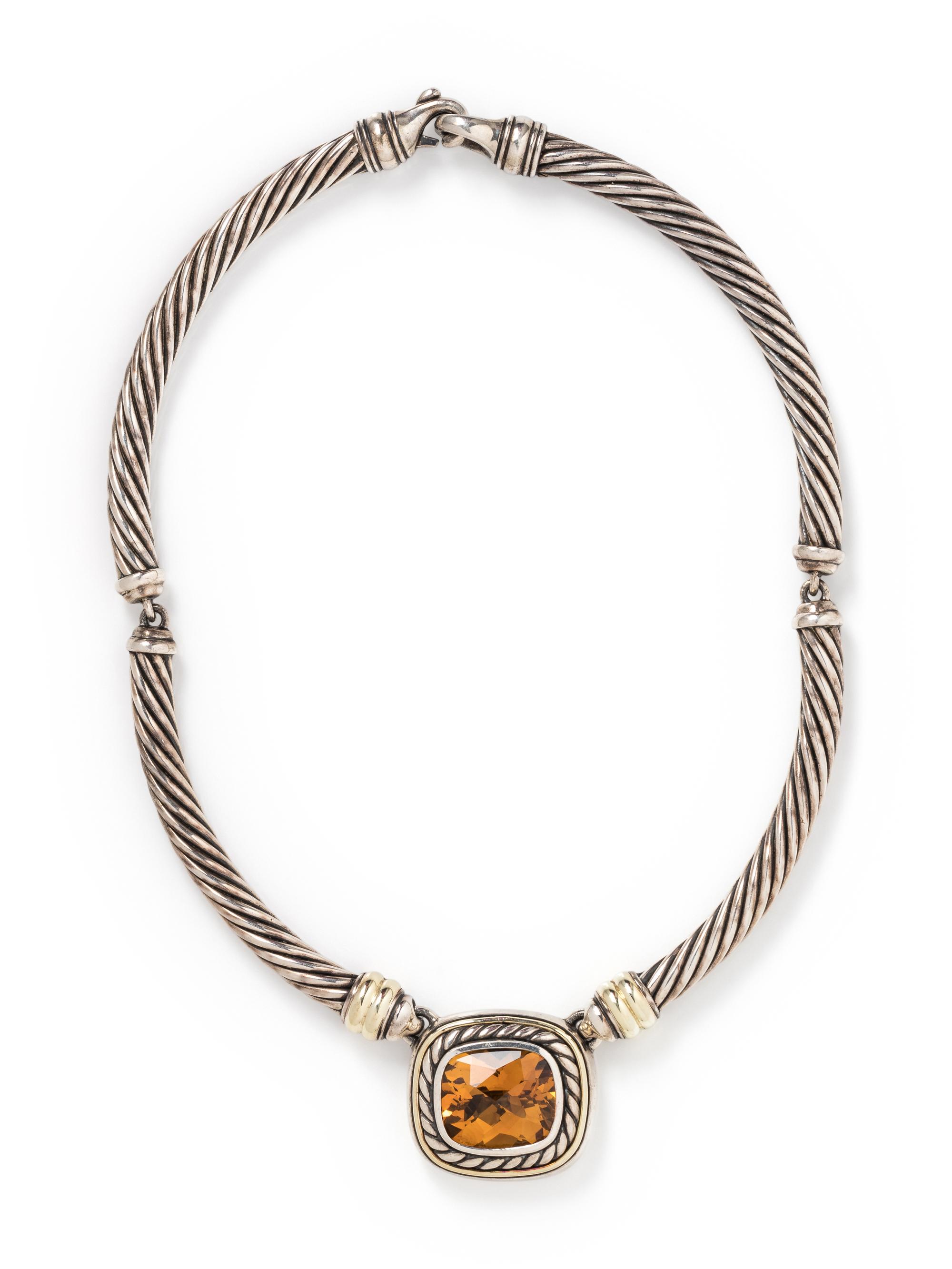 DAVID YURMAN, STERLING SILVER, YELLOW GOLD AND CITIRINE NECKLACE