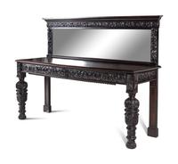 A Jacobean Style Carved Oak Sideboard and Mirror