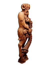 Two Continental Carved Wood Bacchic Figures of a Satyr and Satyress