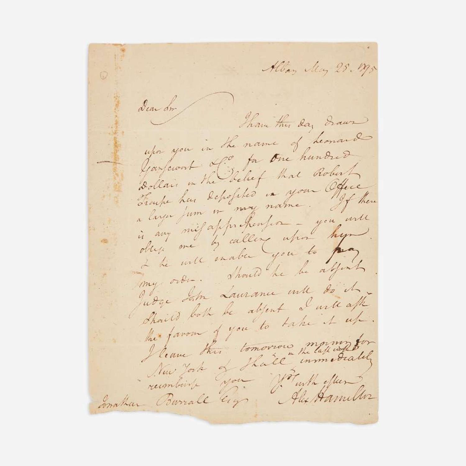 [Americana] Hamilton, Alexander Autograph Letter, signed