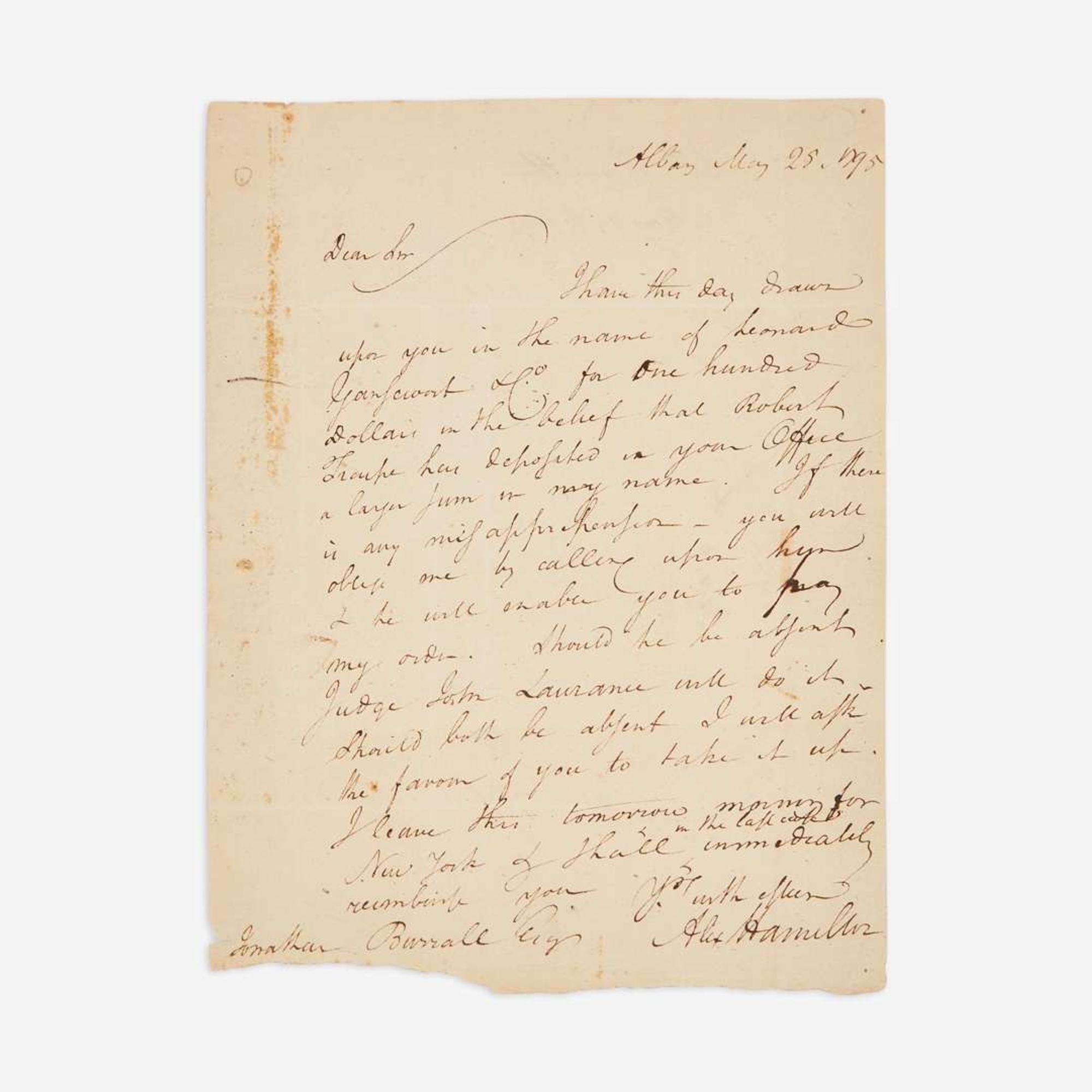 [Americana] Hamilton, Alexander Autograph Letter, signed