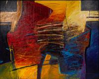 (Untitled) Mixed Media on Canvas with Metal, 1988