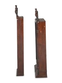Two Mask Carved Oak Shaving Mug Cabinets