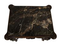An Italian Rococo Style Carved Black Walnut Marble Top Side Table