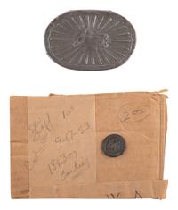 [CIVIL WAR]. Confederate South Carolina state button in period snuff box. Ex Julian Converse.