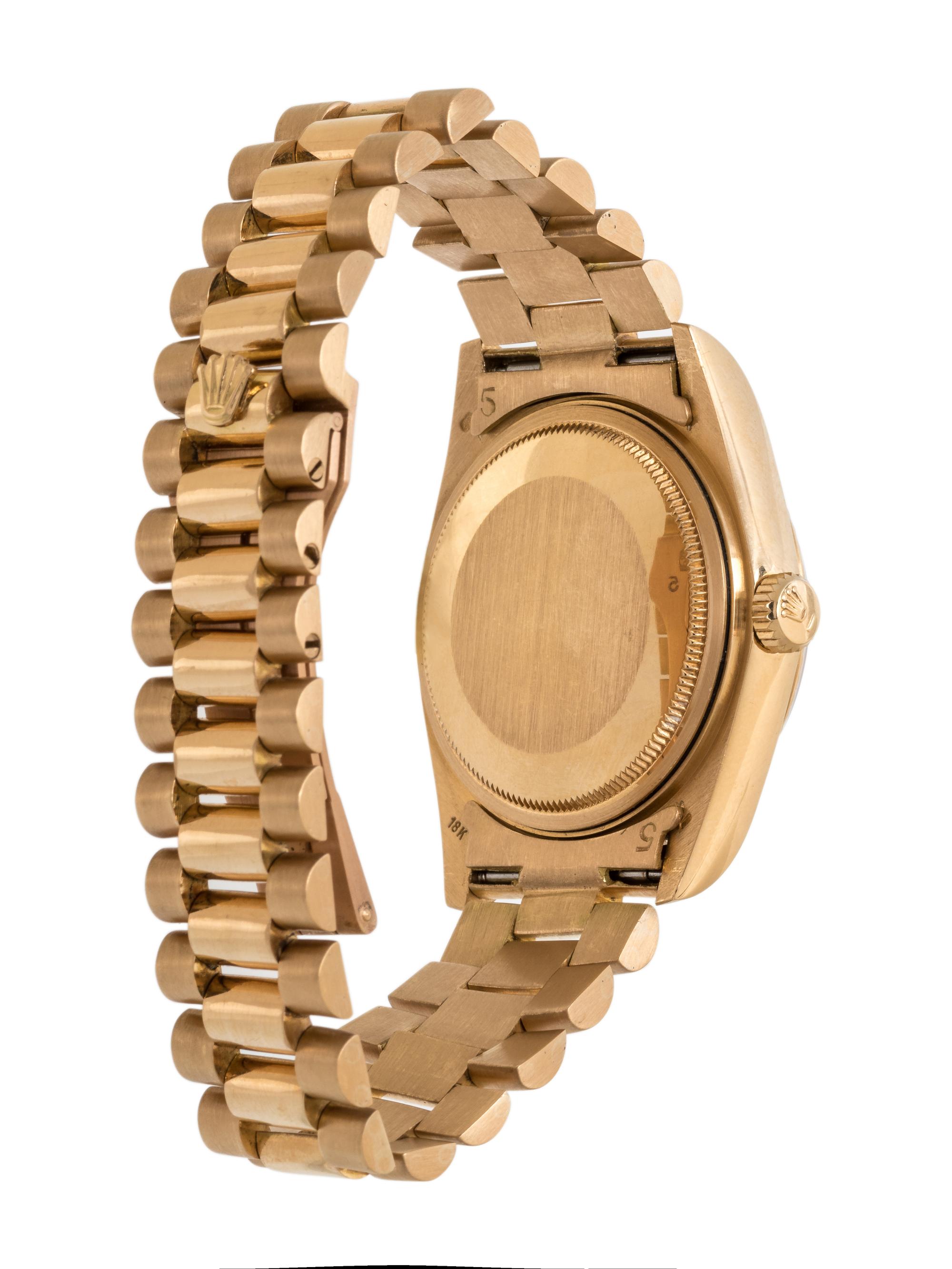 ROLEX, REF. 18038 18K YELLOW GOLD 'OYSTER-PERPETUAL SPANISH DAY DATE' WRISTWATCH, CIRCA 1982
