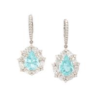 Paraiba-Type Tourmaline and Diamond Earrings