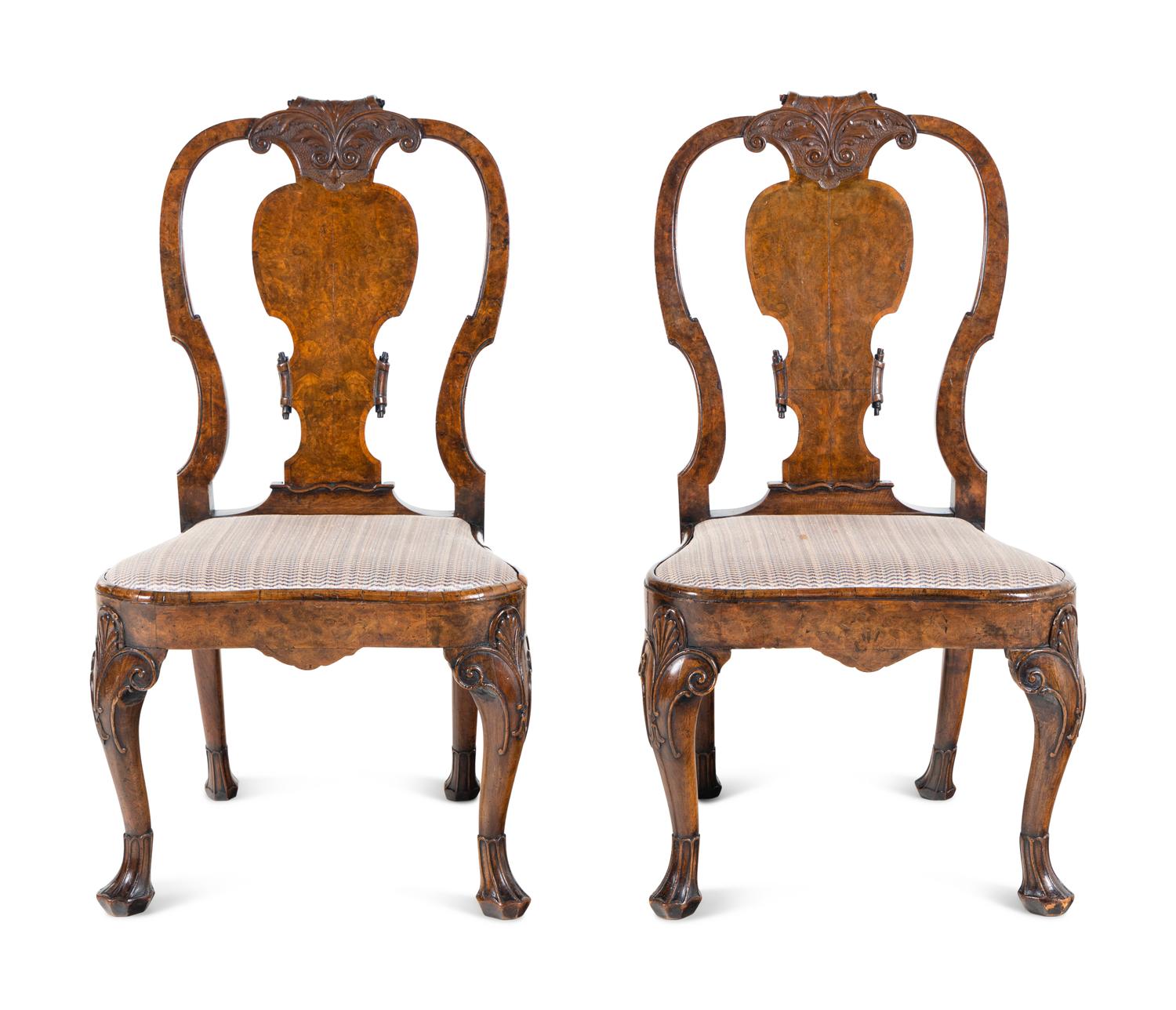 A Pair of George II Walnut Side Chairs