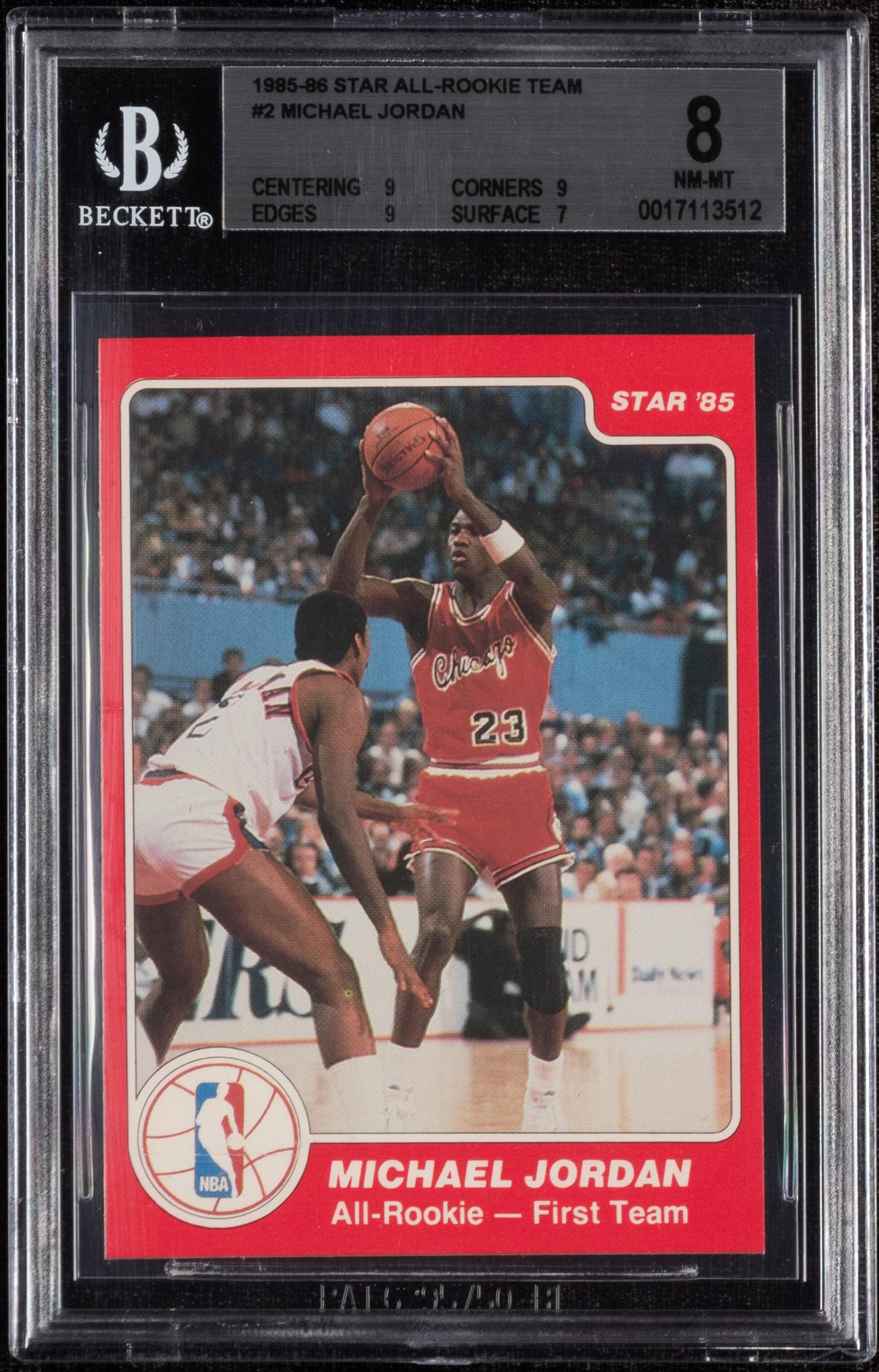 A 1985-86 Star All Rookie Team Michael Jordan Basketball Card No. 2 (BGS 8 NM-MT)