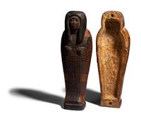 An Egyptian Style Painted Wood Ushabti Coffin