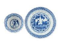 A Chinese Export Blue and White Porcelain Cup and Saucer