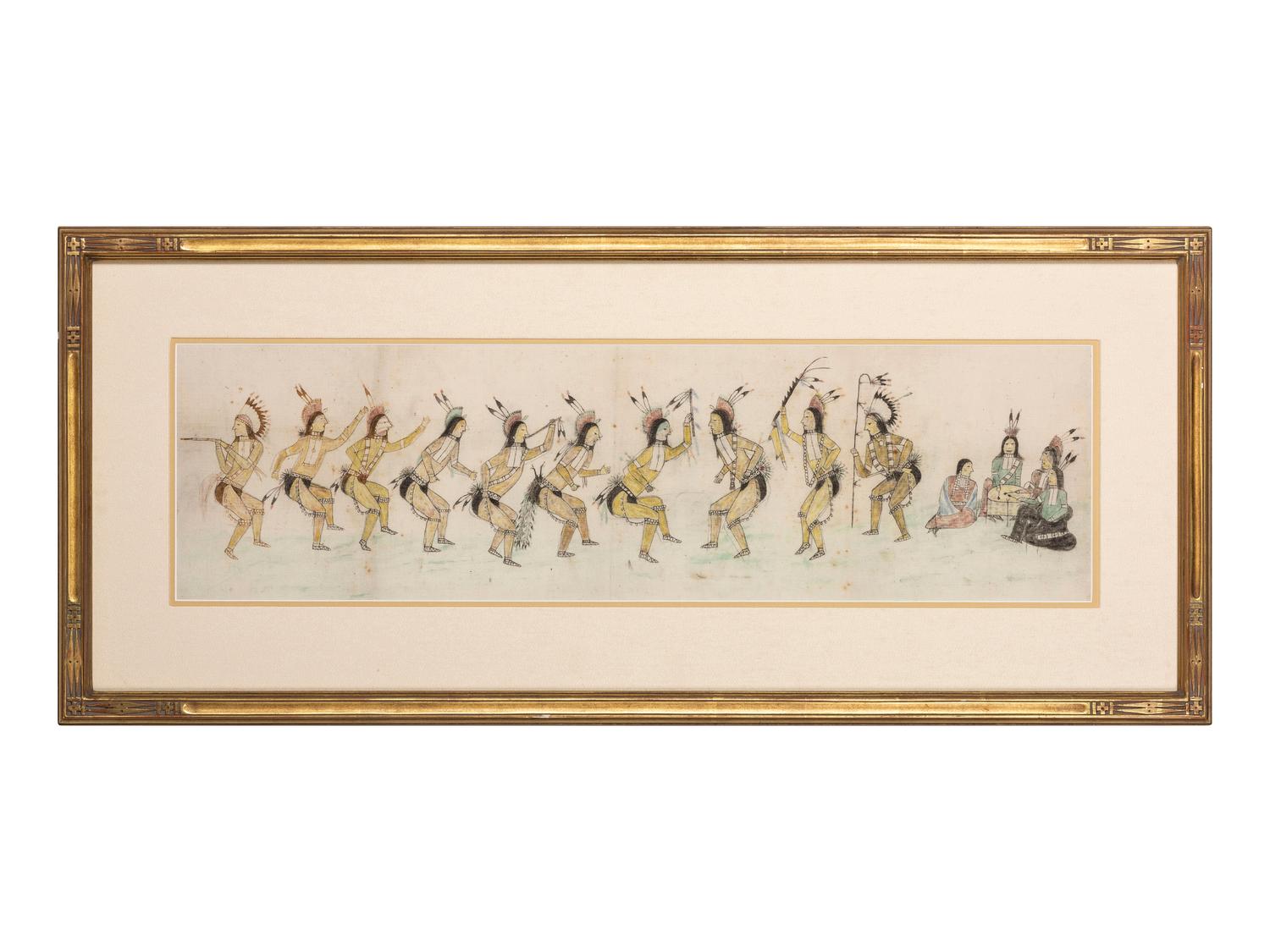 Sioux Painting on Muslin, Grass Dance