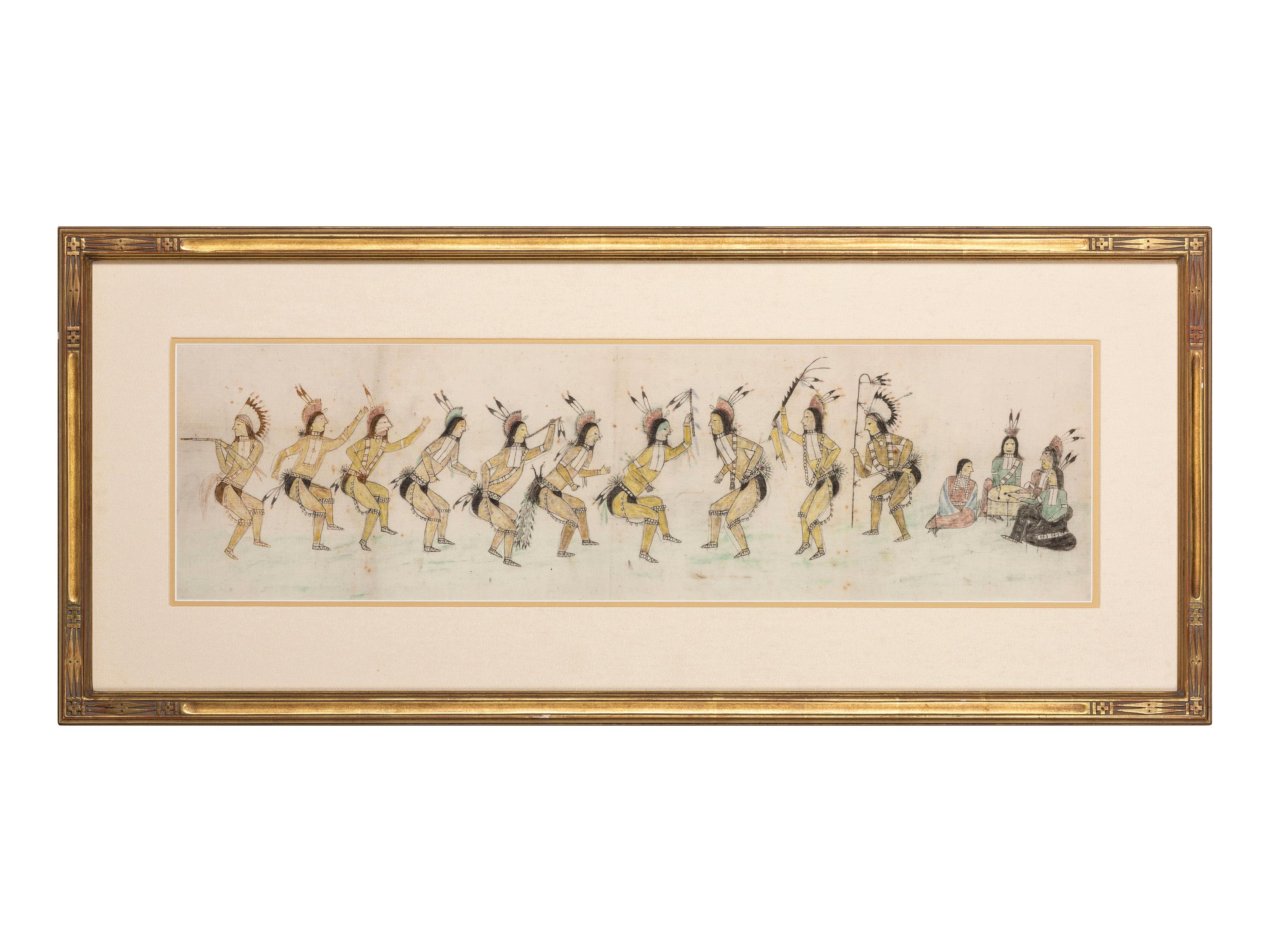 Sioux Painting on Muslin, Grass Dance