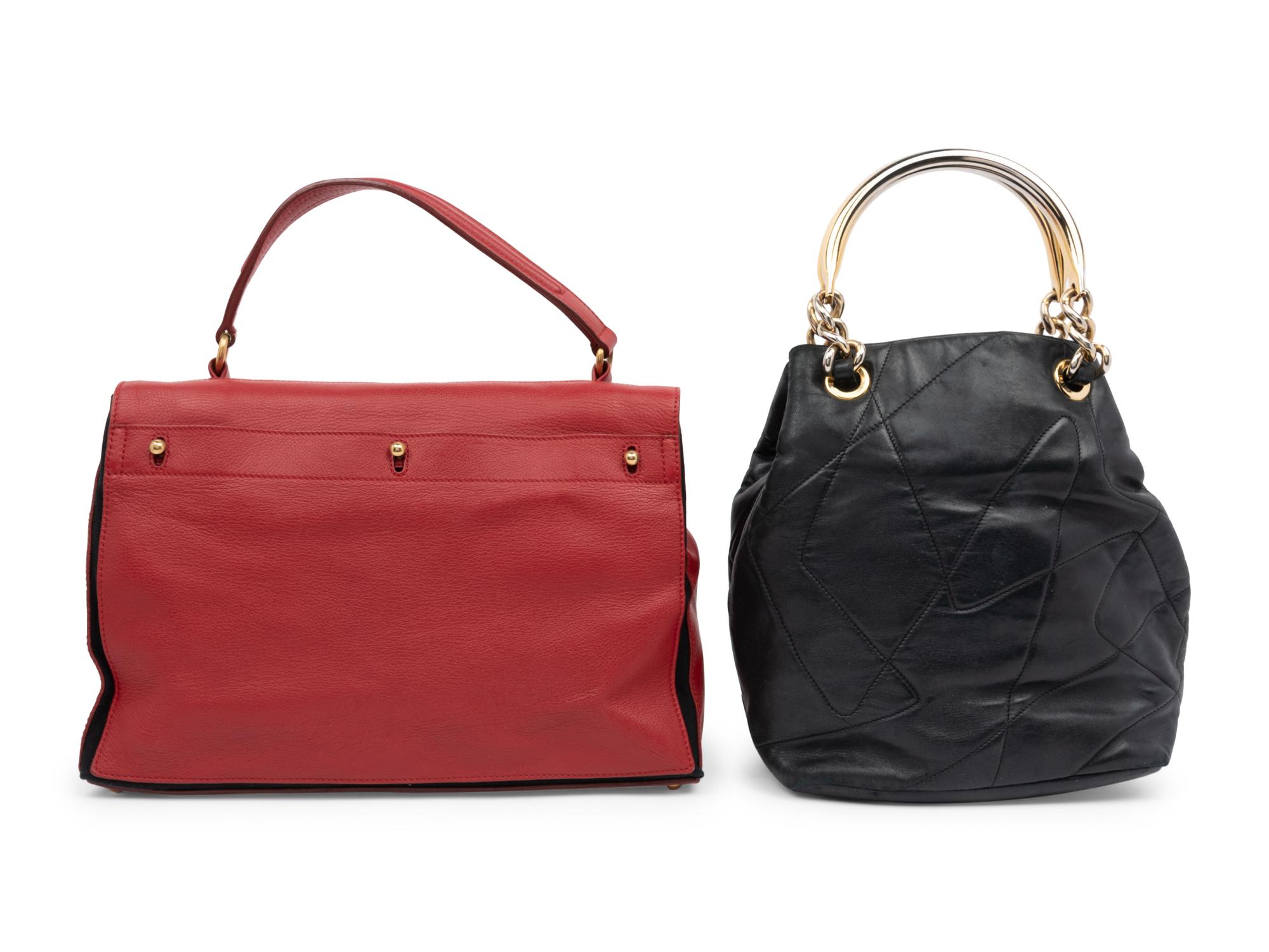 Two Designer Leather Bags: One Yves Saint Laurent and One Prada, 1990-2000s