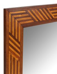 An Oak and Mahogany Parquetry Inlaid Mirror