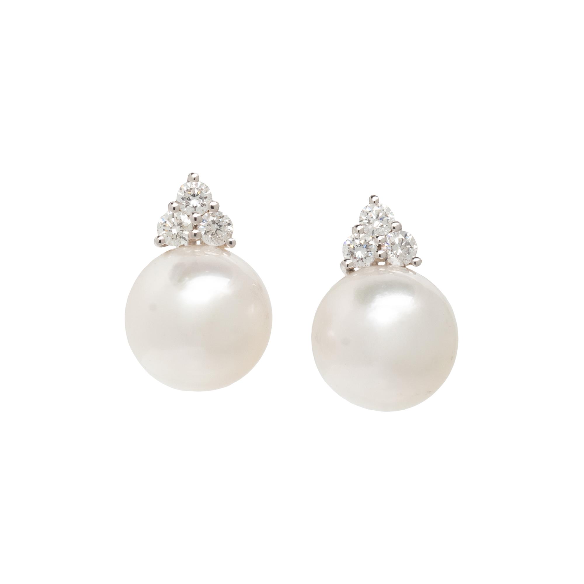 SOUTH SEA CULTURED PEARL AND DIAMOND EARRINGS