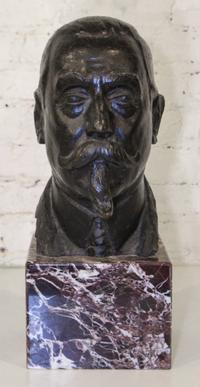 A Continental Bronze Bust. Height of bronze 13 1/4 inches.