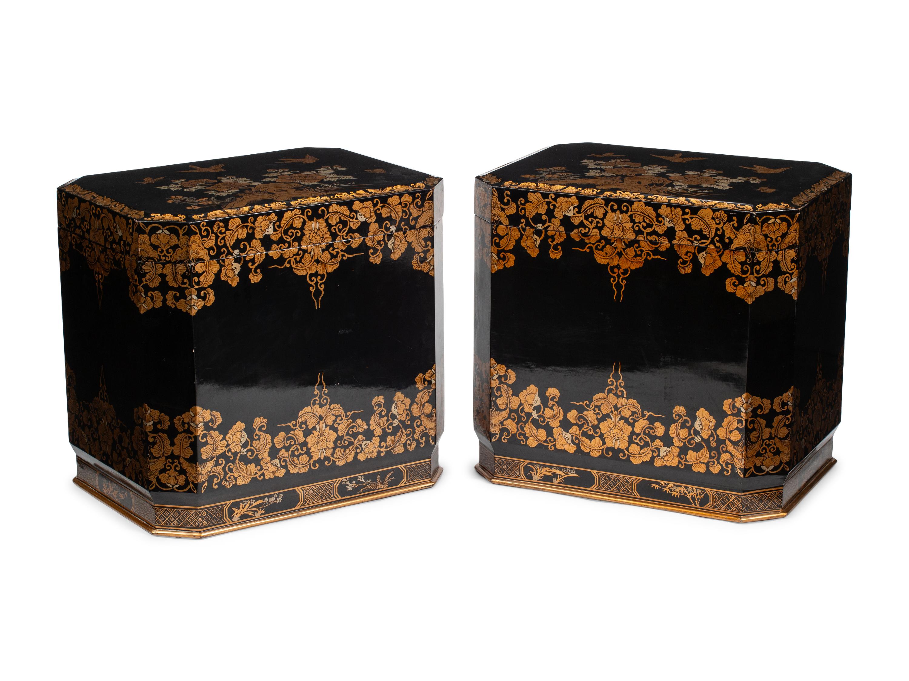 A Pair of Japanese Lacquer Lift-Top Chests