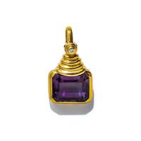 AMETHYST, DIAMOND, AND YELLOW GOLD ENHANCER PENDANT