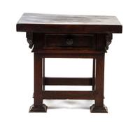 An Italian Walnut Tavern Table, Height 27 1/4 x width 31 x depth 22 1/4 inches.