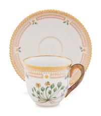 A Set of Twenty-Six Royal Copenhagen Flora Danica Porcelain Coffee Cups and Saucers
