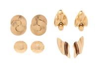 A Collection of Yellow Gold Earrings,