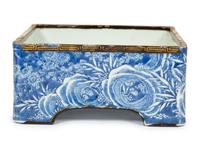 A Chinese Blue and White Porcelain Square Jardinière
